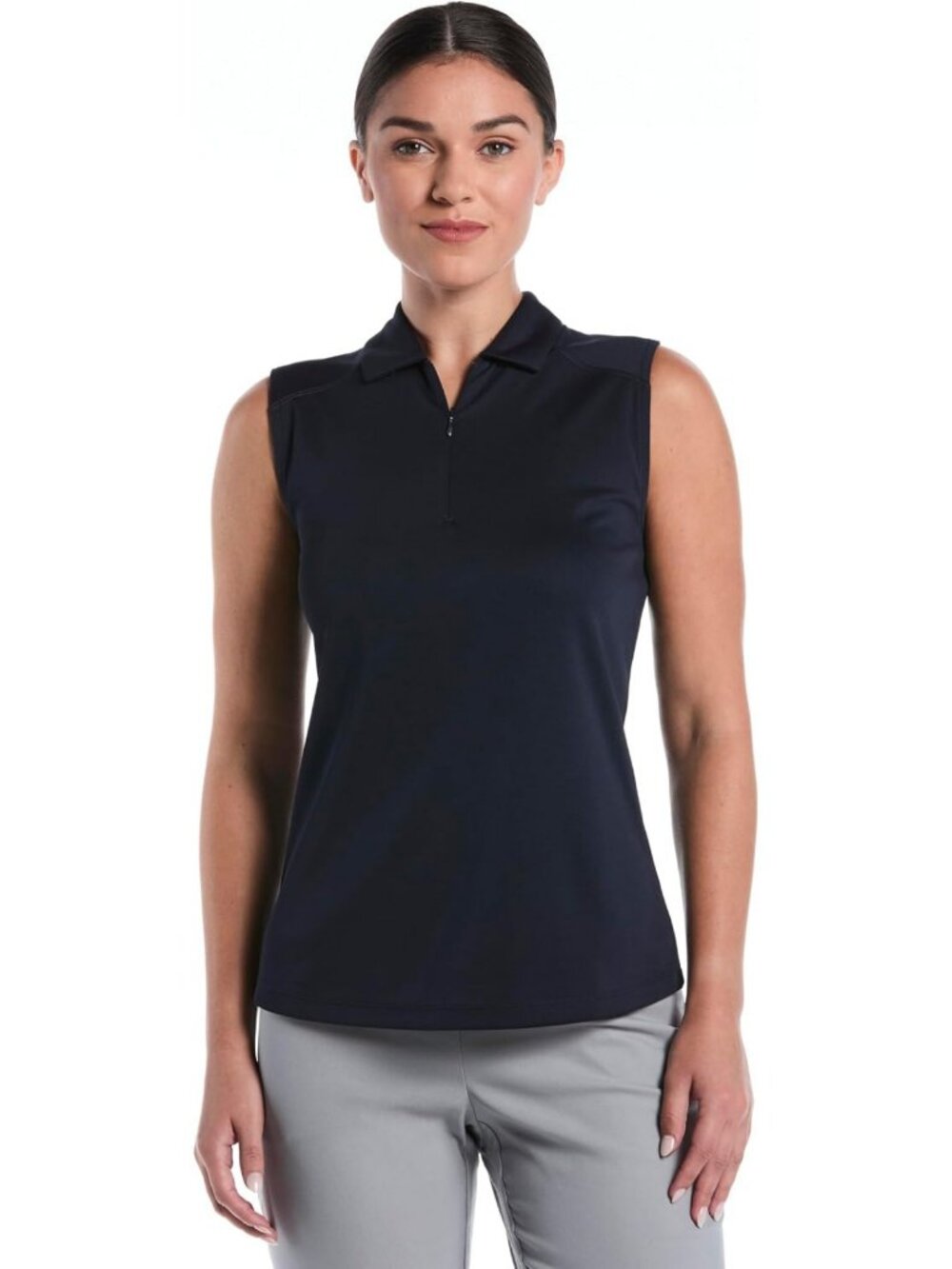 Women's Sleeveless Quarter Zip Golf Polo Shirt - Moisture-Wicking, Airy Comfort